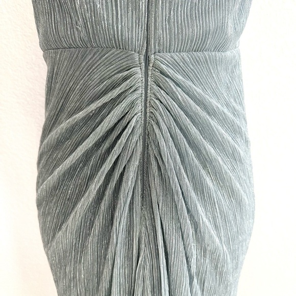 Adrianna Papell One-Shoulder Formal Floor Length Gown in Silver/ Light Blue Hue - Picture 9 of 11